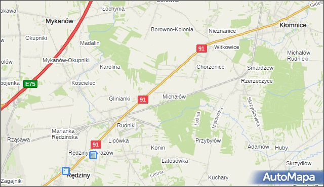 mapa Michałów Rudnicki, Michałów Rudnicki na mapie Targeo