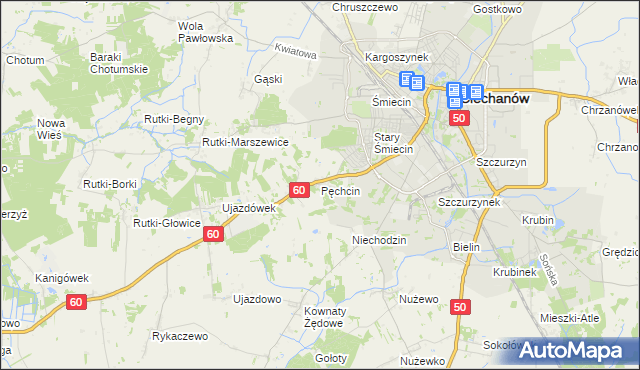 mapa Pęchcin, Pęchcin na mapie Targeo