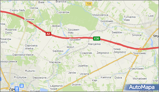 mapa Podole gmina Zgierz, Podole gmina Zgierz na mapie Targeo