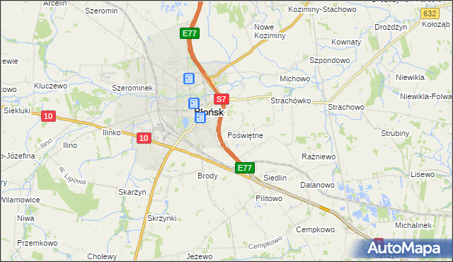 mapa Poświętne gmina Płońsk, Poświętne gmina Płońsk na mapie Targeo