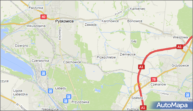 mapa Przezchlebie, Przezchlebie na mapie Targeo