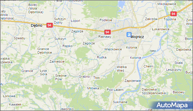 mapa Rudka gmina Wojnicz, Rudka gmina Wojnicz na mapie Targeo