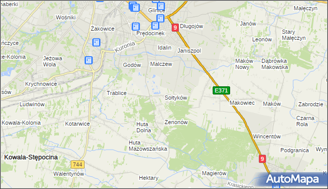 mapa Sołtyków gmina Skaryszew, Sołtyków gmina Skaryszew na mapie Targeo