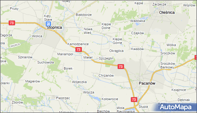 mapa Szczeglin gmina Stopnica, Szczeglin gmina Stopnica na mapie Targeo