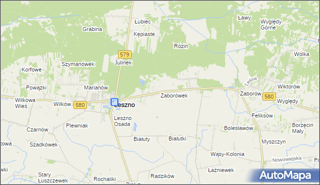 mapa Zaborówek gmina Leszno, Zaborówek gmina Leszno na mapie Targeo