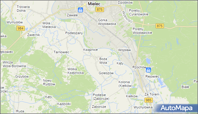 mapa Boża Wola gmina Mielec, Boża Wola gmina Mielec na mapie Targeo