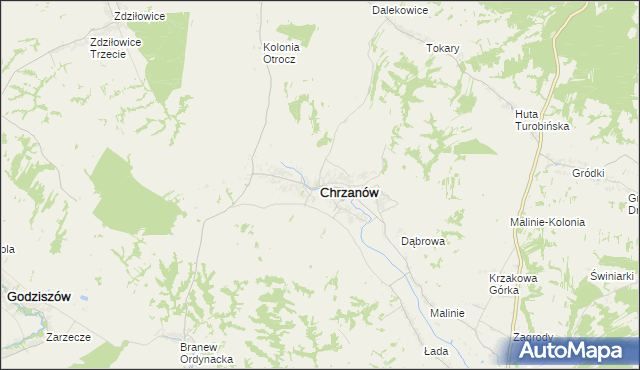 mapa Chrzanów powiat janowski, Chrzanów powiat janowski na mapie Targeo