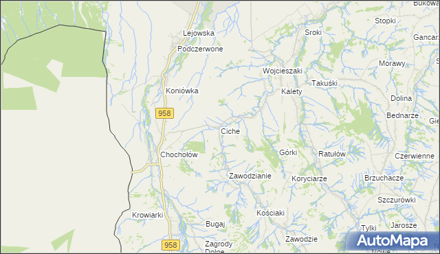 mapa Ciche gmina Czarny Dunajec, Ciche gmina Czarny Dunajec na mapie Targeo