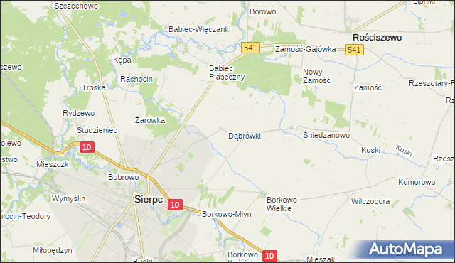 mapa Dąbrówki gmina Sierpc, Dąbrówki gmina Sierpc na mapie Targeo