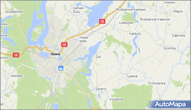 mapa Dół gmina Iława, Dół gmina Iława na mapie Targeo