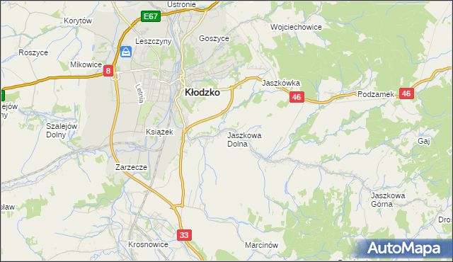 mapa Jaszkowa Dolna, Jaszkowa Dolna na mapie Targeo