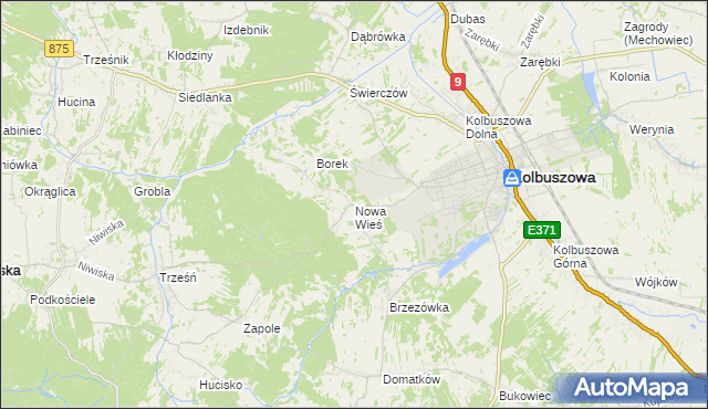 mapa Nowa Wieś gmina Kolbuszowa, Nowa Wieś gmina Kolbuszowa na mapie Targeo
