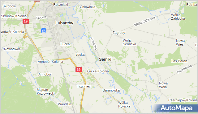 mapa Serniki, Serniki na mapie Targeo