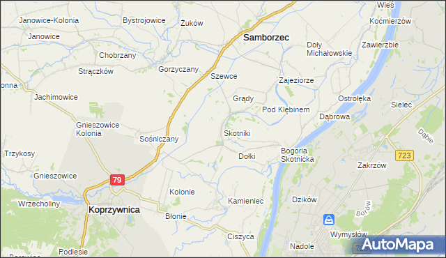 mapa Skotniki gmina Samborzec, Skotniki gmina Samborzec na mapie Targeo