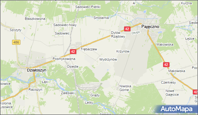 mapa Wydrzynów, Wydrzynów na mapie Targeo