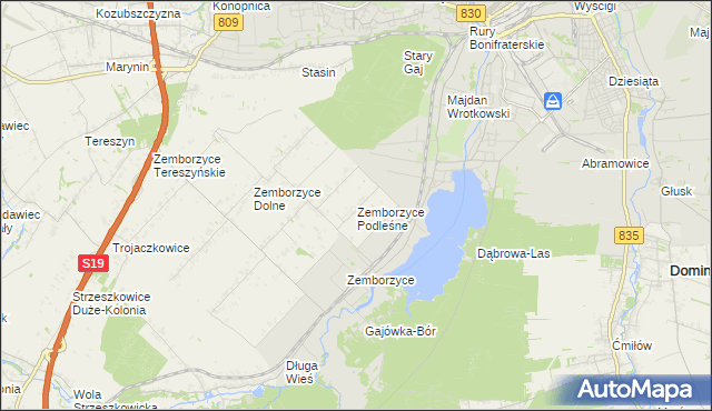 mapa Zemborzyce Podleśne, Zemborzyce Podleśne na mapie Targeo