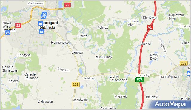 mapa Barchnowy, Barchnowy na mapie Targeo