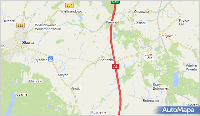 mapa Barłożno, Barłożno na mapie Targeo