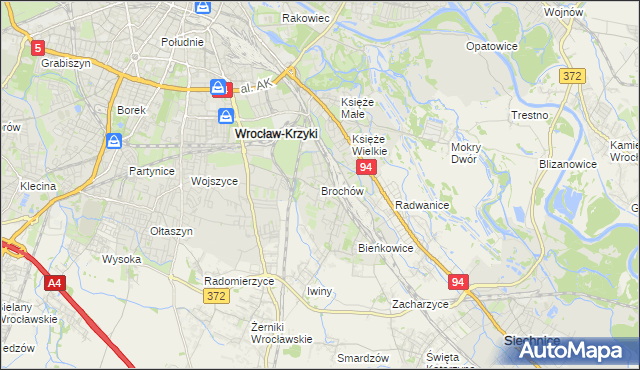 mapa Brochów gmina Wrocław, Brochów gmina Wrocław na mapie Targeo