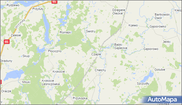 mapa Czaple gmina Ełk, Czaple gmina Ełk na mapie Targeo