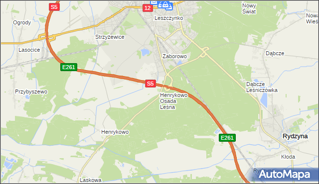 mapa Henrykowo Osada Leśna, Henrykowo Osada Leśna na mapie Targeo
