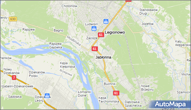 mapa Jabłonna powiat legionowski, Jabłonna powiat legionowski na mapie Targeo