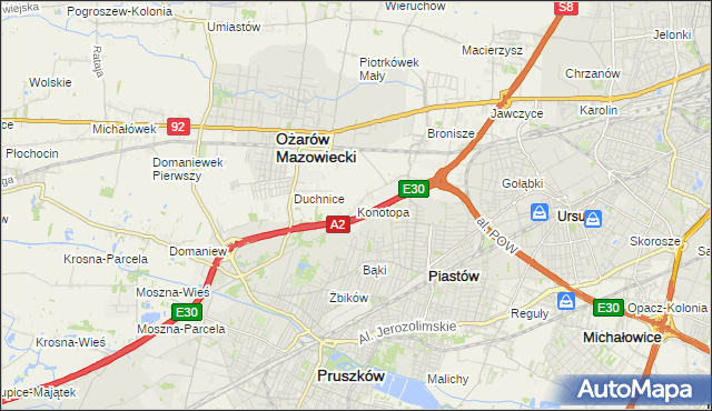 mapa Konotopa gmina Ożarów Mazowiecki, Konotopa gmina Ożarów Mazowiecki na mapie Targeo