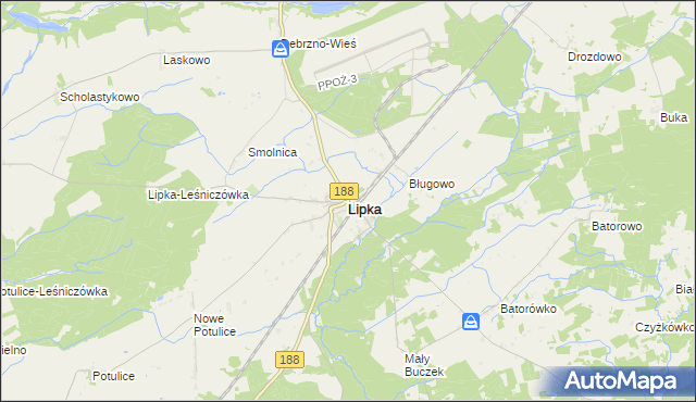 mapa Lipka powiat złotowski, Lipka powiat złotowski na mapie Targeo