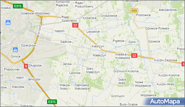 mapa Małęczyn gmina Gózd, Małęczyn gmina Gózd na mapie Targeo