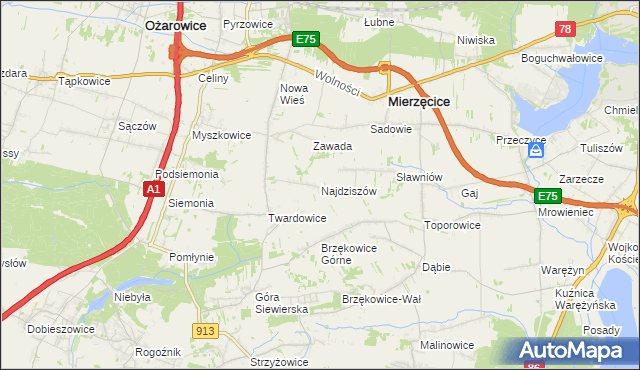 mapa Najdziszów, Najdziszów na mapie Targeo