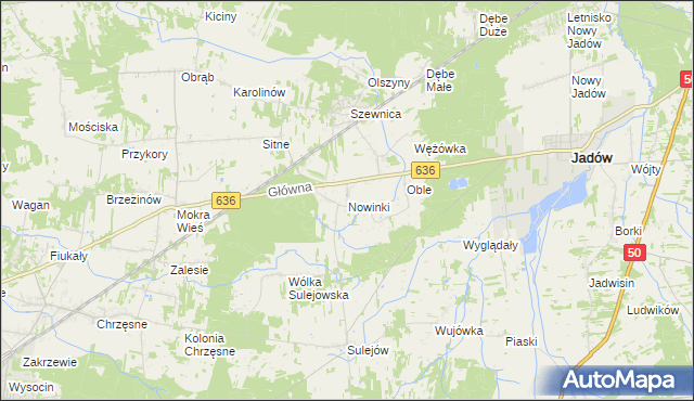 mapa Nowinki gmina Jadów, Nowinki gmina Jadów na mapie Targeo