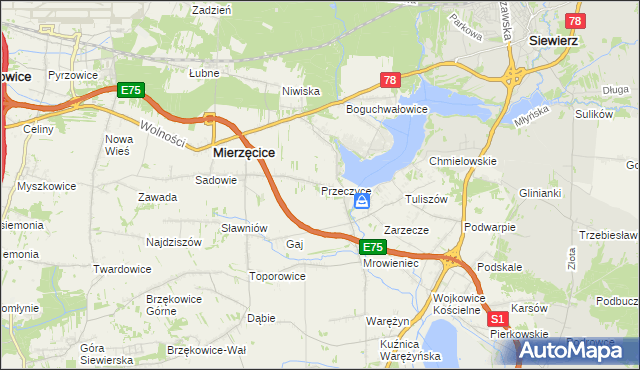 mapa Przeczyce, Przeczyce na mapie Targeo