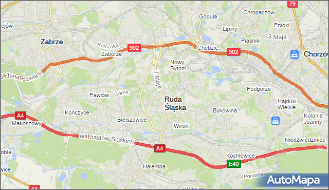 mapa Rudy Śląskiej, Ruda Śląska na mapie Targeo
