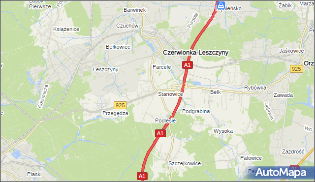 mapa Stanowice gmina Czerwionka-Leszczyny, Stanowice gmina Czerwionka-Leszczyny na mapie Targeo