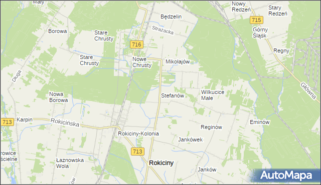 mapa Stefanów gmina Rokiciny, Stefanów gmina Rokiciny na mapie Targeo