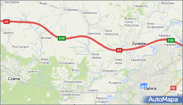 mapa Wola Wielka gmina Żyraków, Wola Wielka gmina Żyraków na mapie Targeo