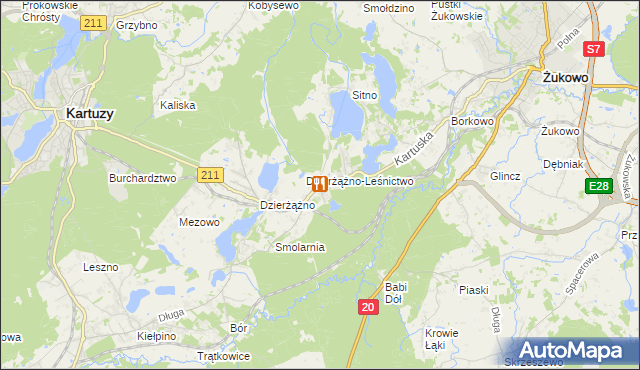 mapa Borowo gmina Kartuzy, Borowo gmina Kartuzy na mapie Targeo