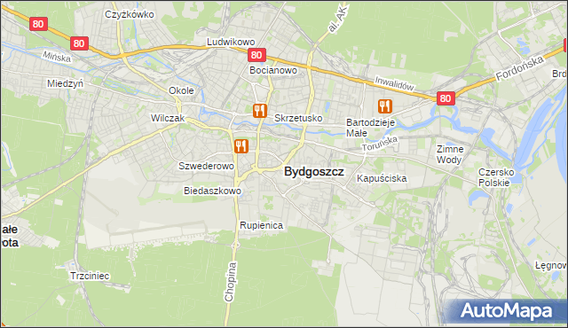 mapa Bydgoszczy, Bydgoszcz na mapie Targeo