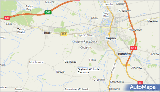 mapa Chojęcin, Chojęcin na mapie Targeo