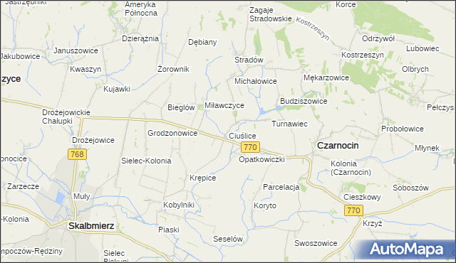 mapa Ciuślice, Ciuślice na mapie Targeo