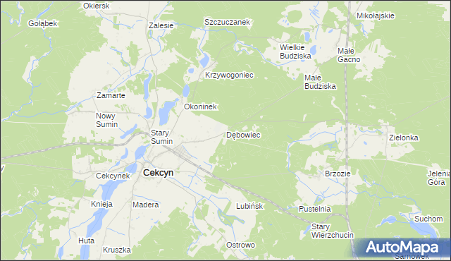 mapa Dębowiec gmina Cekcyn, Dębowiec gmina Cekcyn na mapie Targeo