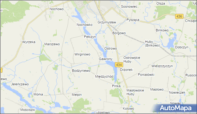 mapa Gawrony gmina Dolsk, Gawrony gmina Dolsk na mapie Targeo