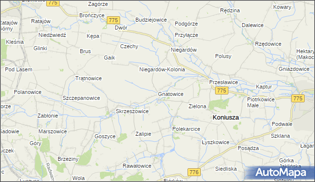 mapa Gnatowice, Gnatowice na mapie Targeo