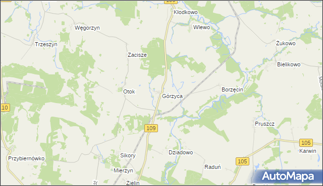 mapa Górzyca gmina Gryfice, Górzyca gmina Gryfice na mapie Targeo