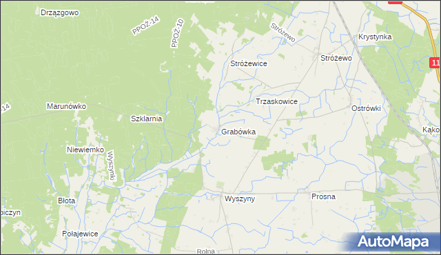 mapa Grabówka gmina Budzyń, Grabówka gmina Budzyń na mapie Targeo