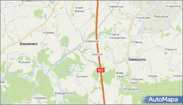mapa Jarzyce, Jarzyce na mapie Targeo