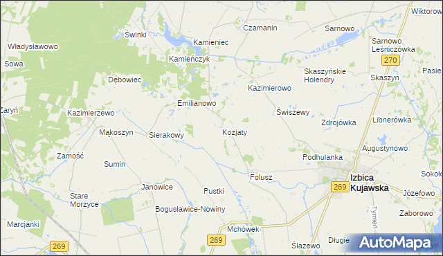 mapa Kozjaty, Kozjaty na mapie Targeo