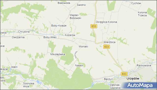 mapa Moniaki, Moniaki na mapie Targeo