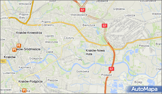 mapa Nowa Huta gmina Kraków, Nowa Huta gmina Kraków na mapie Targeo