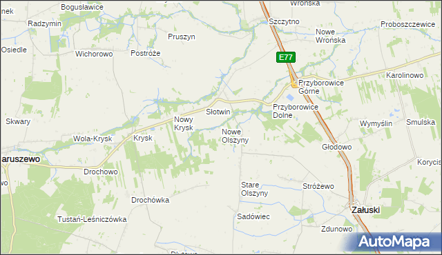 mapa Nowe Olszyny, Nowe Olszyny na mapie Targeo